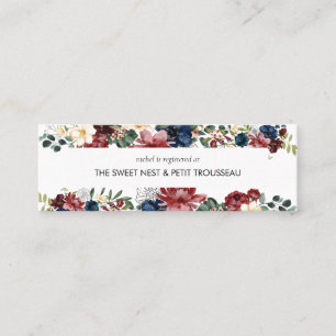 Buggundy Navy-Registrierungskarten   Mini Visitenkarte