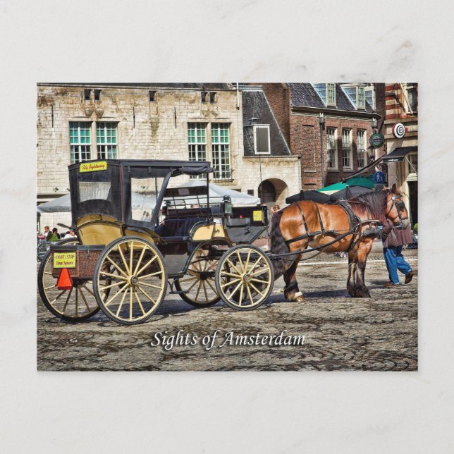 Buggy Taxi, Sehenswürdigkeiten von Amsterdam Postkarte (Vorderseite)