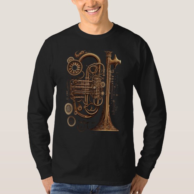 Bugle music instrument Graphic steampunk T-Shirt (Vorderseite)
