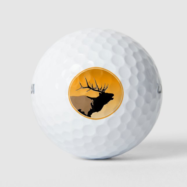 Bugling Bull Elch bei Sunset Original Wildlife Art Golfball (Vorderseite)