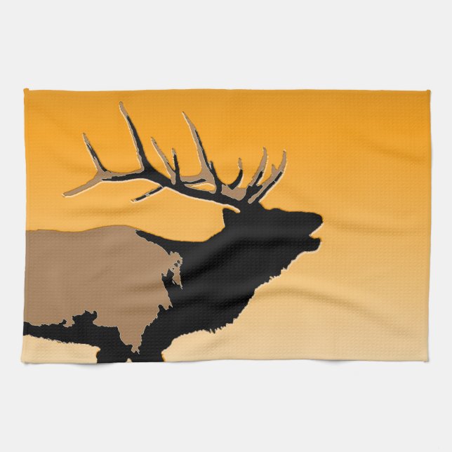 Bugling Bull Elch bei Sunset Original Wildlife Art Handtuch (Horizontal)