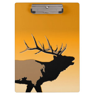 Bugling Bull Elch bei Sunset Original Wildlife Art Klemmbrett