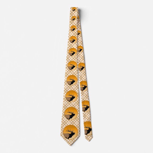Bugling Bull Elch bei Sunset Original Wildlife Art Krawatte (Vorderseite)
