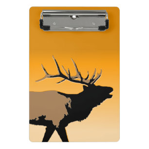 Bugling Bull Elch bei Sunset Original Wildlife Art Mini Klemmbrett