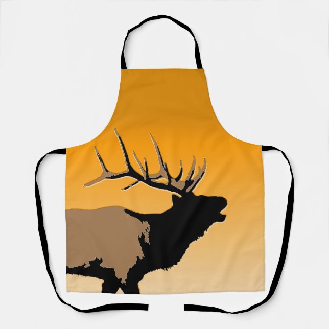 Bugling Bull Elch bei Sunset Original Wildlife Art Schürze (Vorderseite)