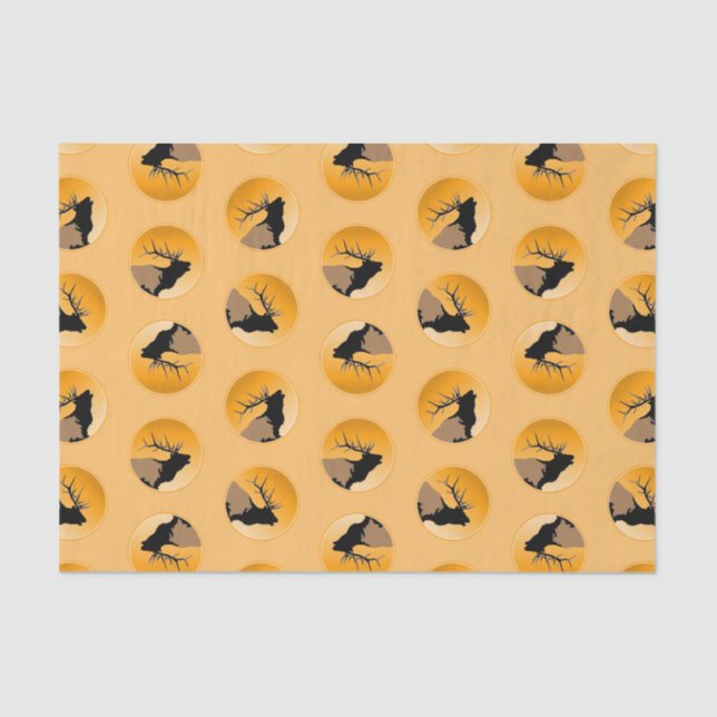 Bugling Bull Elch bei Sunset Original Wildlife Art Seidenpapier (Vorderseite)