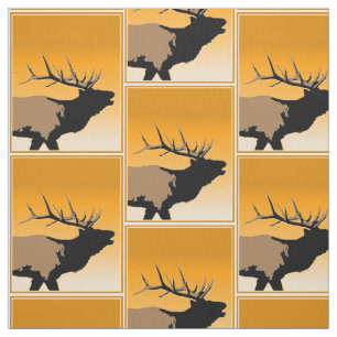 Bugling Bull Elch bei Sunset Original Wildlife Art Stoff