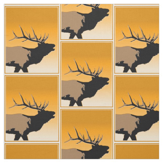 Bugling Bull Elch bei Sunset Original Wildlife Art Stoff (Muster)
