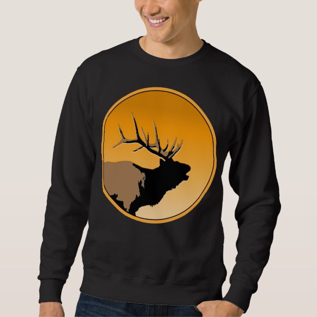 Bugling Bull Elch bei Sunset Original Wildlife Art Sweatshirt (Vorderseite)