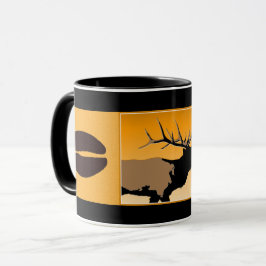 Bugling Bull Elch bei Sunset Original Wildlife Art Tasse