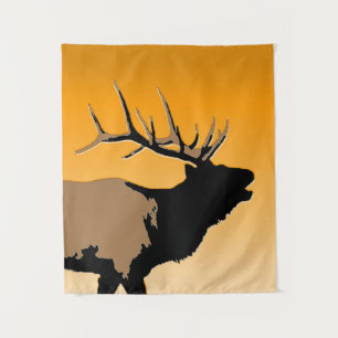 Bugling Bull Elch bei Sunset Original Wildlife Art Wandteppich