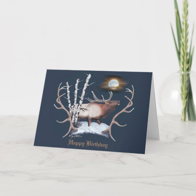 Bugling Bull Elk Feiertagskarte (Vorderseite)