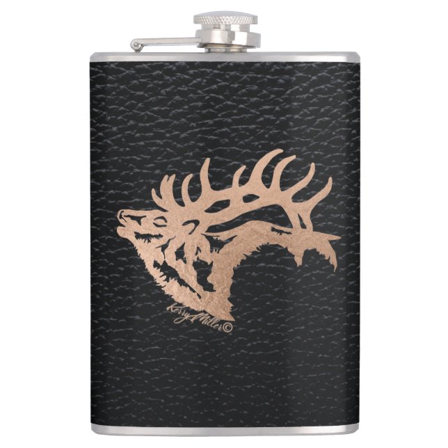 Bugling Bull Elk Flachmann (Vorderseite)