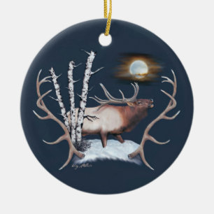 Bugling Bull Elk Keramik Ornament