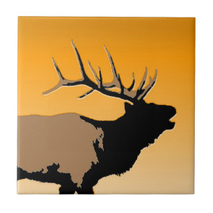 Bugling Elk at Sunset - Original Wildlife Art Fliese