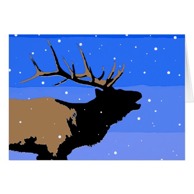 Bugling Elk im Winter - Original Wildlife Art (Vorderseite (Horizontal))