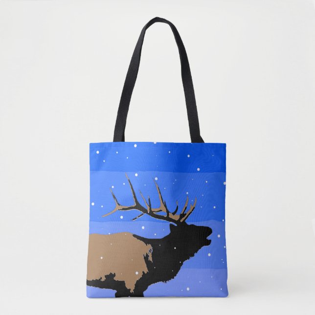 Bugling Elk im Winter - Original Wildlife Art (Vorderseite)