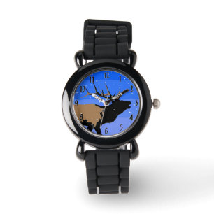 Bugling Elk im Winter - Original Wildlife Art Armbanduhr
