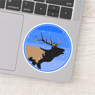 Bugling Elk im Winter - Original Wildlife Art Aufkleber