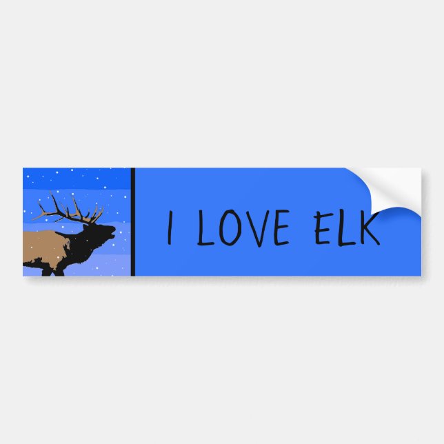 Bugling Elk im Winter - Original Wildlife Art Autoaufkleber (Vorne)