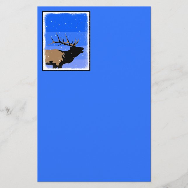 Bugling Elk im Winter - Original Wildlife Art Briefpapier (Vorderseite)