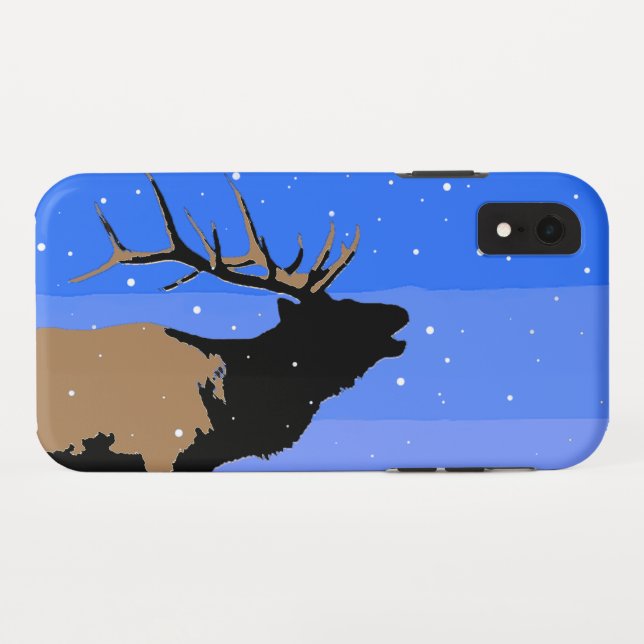 Bugling Elk im Winter - Original Wildlife Art Case-Mate iPhone Hülle (Rückseite (Horizontal))