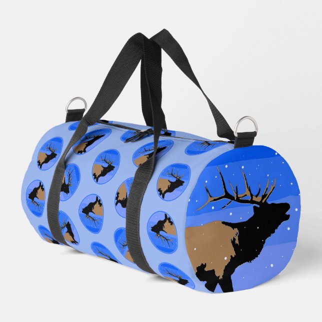 Bugling Elk im Winter - Original Wildlife Art Duffle Bag (Linke Seite)