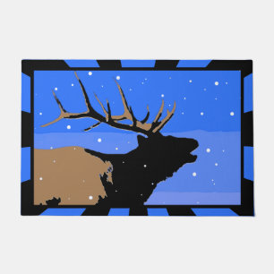 Bugling Elk im Winter - Original Wildlife Art Fußmatte