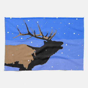 Bugling Elk im Winter - Original Wildlife Art Handtuch