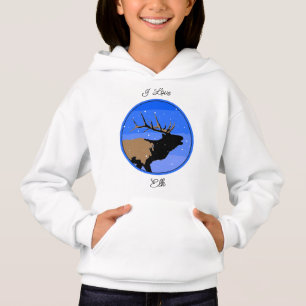Bugling Elk im Winter - Original Wildlife Art Hoodie
