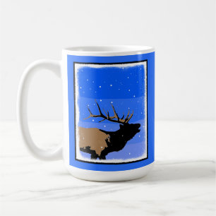 Bugling Elk im Winter - Original Wildlife Art Kaffeetasse