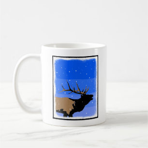 Bugling Elk im Winter - Original Wildlife Art Kaffeetasse