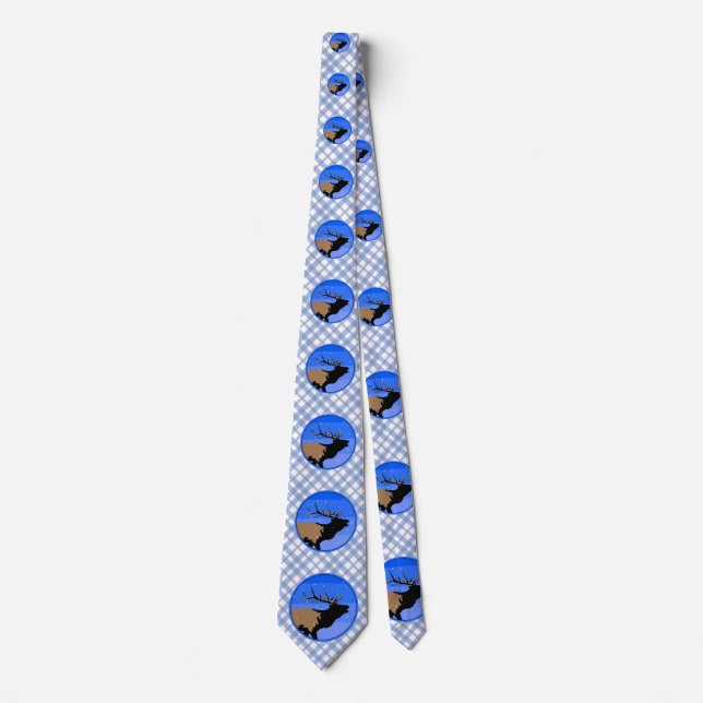 Bugling Elk im Winter - Original Wildlife Art Krawatte (Vorderseite)