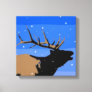 Bugling Elk im Winter - Original Wildlife Art Leinwanddruck
