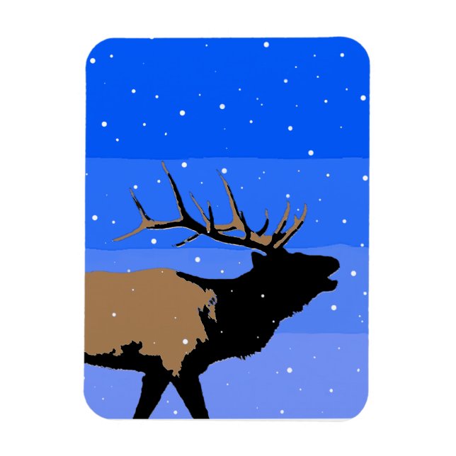 Bugling Elk im Winter - Original Wildlife Art Magnet (Vertikal)