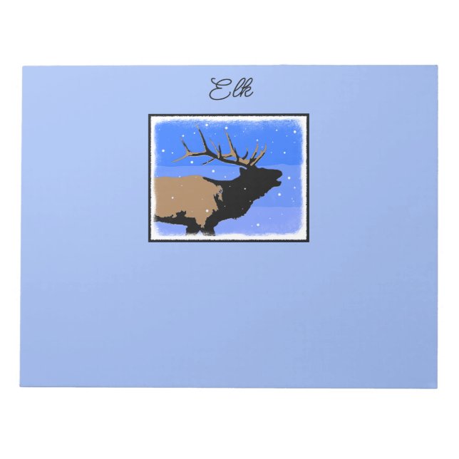 Bugling Elk im Winter - Original Wildlife Art Notizblock (Vorderseite)