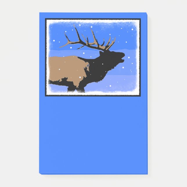 Bugling Elk im Winter - Original Wildlife Art Post-it Klebezettel (Vorderseite)