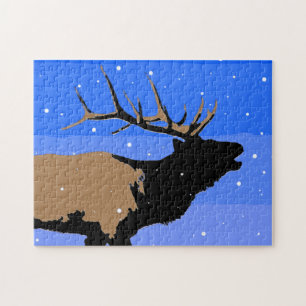 Bugling Elk im Winter - Original Wildlife Art Puzzle