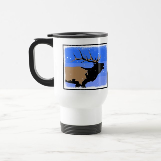 Bugling Elk im Winter - Original Wildlife Art Reisebecher (Links)