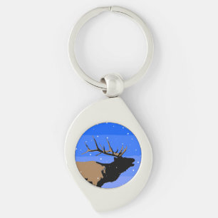 Bugling Elk im Winter - Original Wildlife Art Schlüsselanhänger
