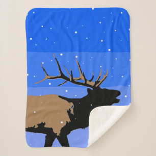 Bugling Elk im Winter - Original Wildlife Art Sherpadecke