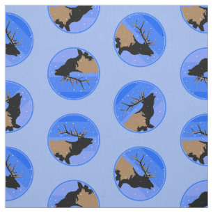 Bugling Elk im Winter - Original Wildlife Art Stoff