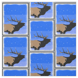 Bugling Elk im Winter - Original Wildlife Art Stoff