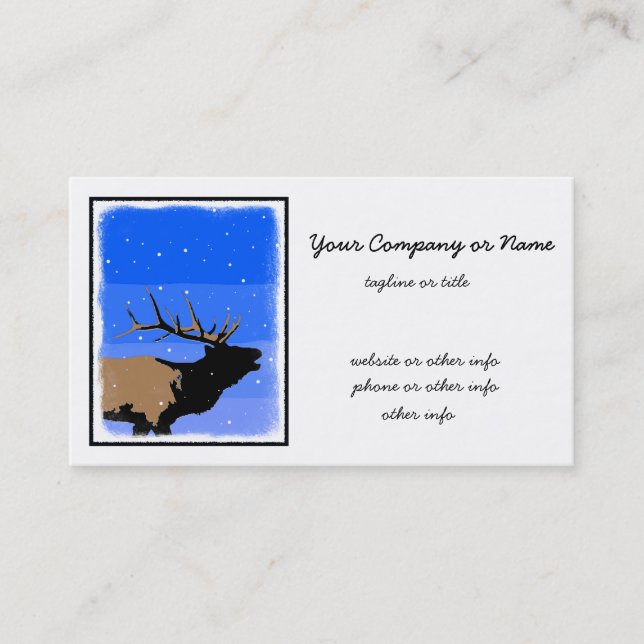 Bugling Elk im Winter - Original Wildlife Art Visitenkarte (Vorderseite)