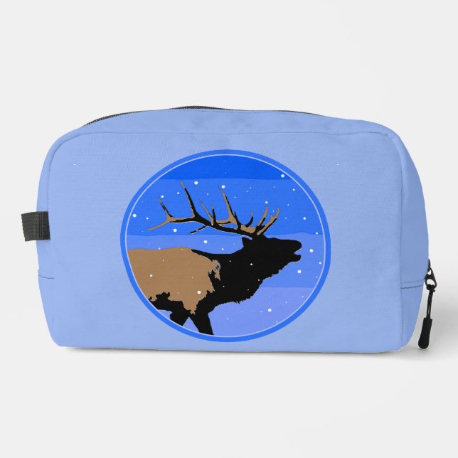 Bugling Elk im Winter - Original Wildlife Art Waschbeutel (Vorderseite)