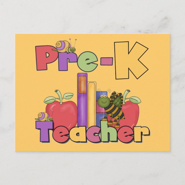 Bugs and Apples Pre-K Teacher Postkarte (Vorderseite)