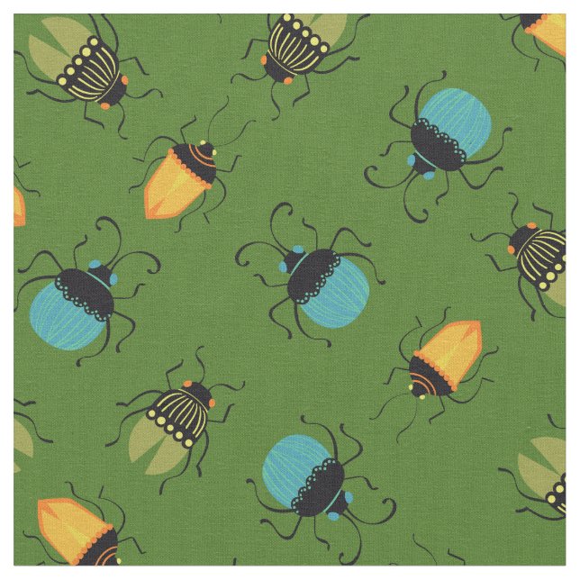 Bugs Beetles Mitte Jahrhundert Mod Niedlich Stoff (Nahaufnahme)