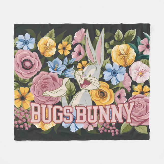 BUGS BUNNY™ Blumenstickerei Grafik Fleecedecke (Vorderseite (Horizontal))