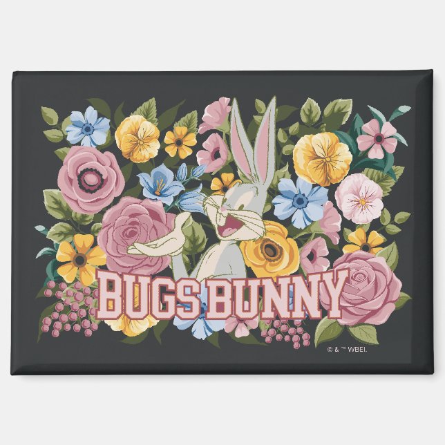 BUGS BUNNY™ Blumenstickerei Grafik Magnet (Vorderseite)