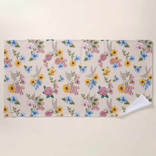 BUGS BUNNY™ Blumenstickmuster Strandtuch (Vorderseite)